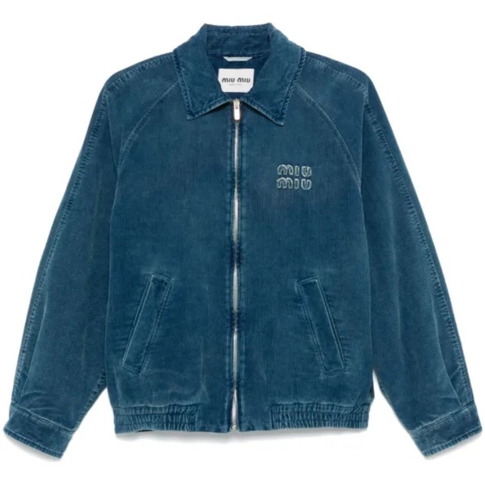 Miu Miu Washed Corduroy Denim Bomber Jacket